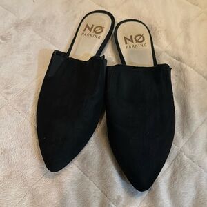 No Parking mules black suede